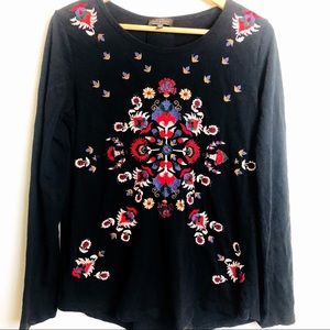 Lucky Brand Black Embroidered Top
